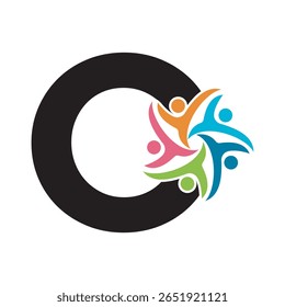 Initial Charity Logo combine with letter O vector template