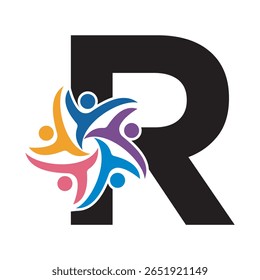 Initial Charity Logo kombinieren mit Buchstabe R Vektorvorlage