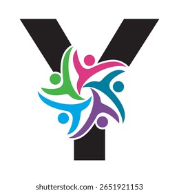 Logotipo beneficente inicial combinado com o modelo de vetor da letra Y