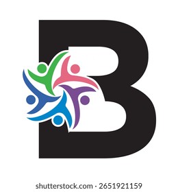 Logotipo beneficente inicial combinado com o modelo de vetor da letra B