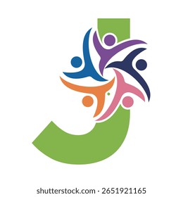 Initial Charity Logo combine with letter J vector template