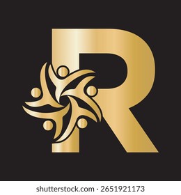 Initial Charity Logo kombinieren mit Buchstabe R Vektorvorlage