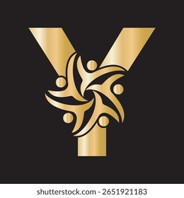 Logotipo beneficente inicial combinado com o modelo de vetor da letra Y