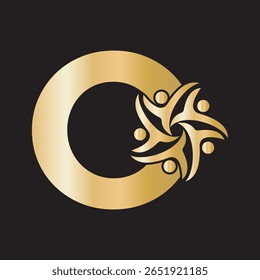 Initial Charity Logo combine with letter O vector template