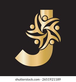 Initial Charity Logo combine with letter J vector template
