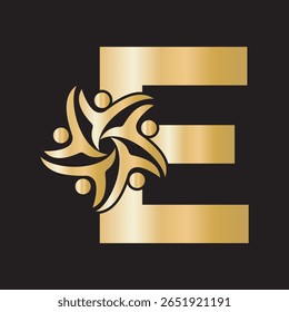 Initial Charity Logo combine with letter E vector template