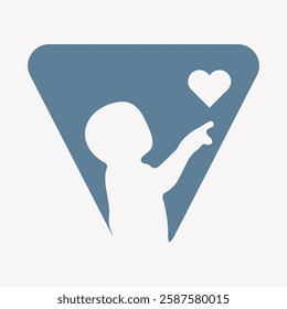 Initial Charity Logo On Letter V Combine With Baby Holding Hear Symbol