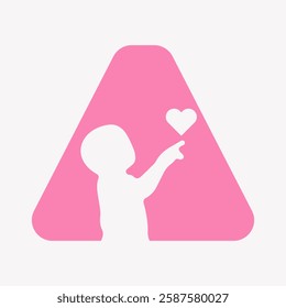 Initial Charity Logo On Letter A Combine With Baby Holding Hear Symbol