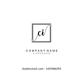 Initial CI beauty monogram and elegant logo design, handwriting logo of initial signature, wedding, fashion, floral and botanical with creative template.