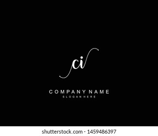 Initial CI beauty monogram and elegant logo design, handwriting logo of initial signature, wedding, fashion, floral and botanical with creative template.