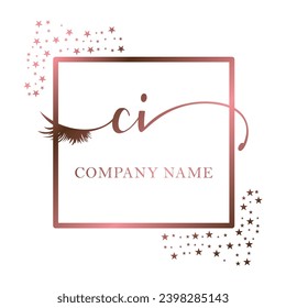 Initial CI calligraphy company eye and eyelash handwriting