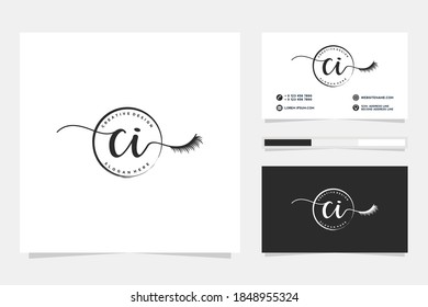 Initial CI Feminine logo collections and business card template Premium Vector
