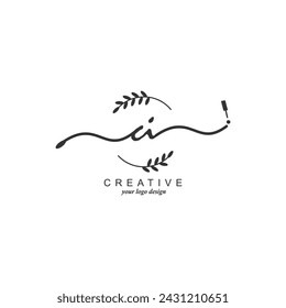Initial CI logo handwriting botanical branding typography