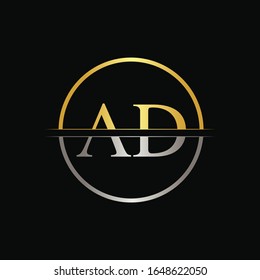 Initial Circle AD Letter With Modern Typography Vector Template. Creative Abstract Letter AD Logo Design