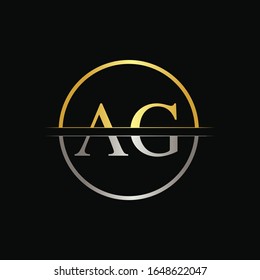 Initial Circle AG Letter With Modern Typography Vector Template. Creative Abstract Letter AG Logo Design
