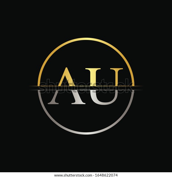 最初の円au文字とモダンなタイポグラフィベクター画像テンプレート クリエイティブな抽象的文字auのロゴデザイン のベクター画像素材 ロイヤリティフリー
