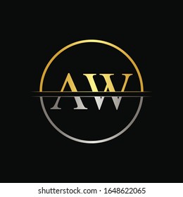 Letra Círculo Inicial AW Con Plantilla Vectora De Tipografía Moderna. Diseño del logotipo AW de la carta abstracta creativa
