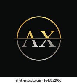 Initial Circle AX Letter With Modern Typography Vector Template. Creative Abstract Letter AX Logo Design