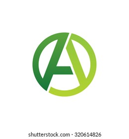 A initial circle company or AO OA logo green