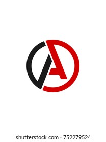 A initial circle company logo black red