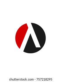 A initial circle company logo black red