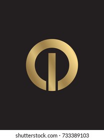 I initial circle company logo gold black background

