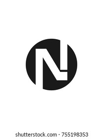 initial circle company logo N black