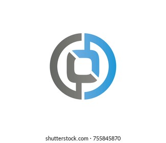 initial circle company logo O black
