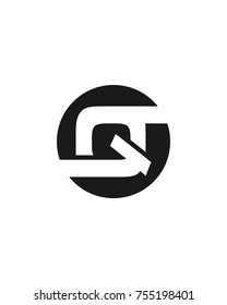 initial circle company logo Q black