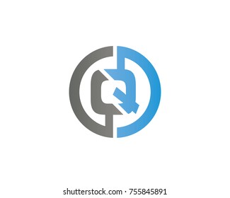 initial circle company logo Q black