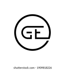 Initial Circle GE Letter Logo Design Creative Typography Vector Template