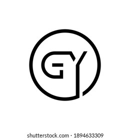 Initial Circle GY Letter Logo Design Creative Typography Vector Template