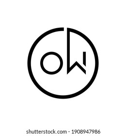 Initial Circle Letter OW Linked Typography Logo Design Vector Illustration