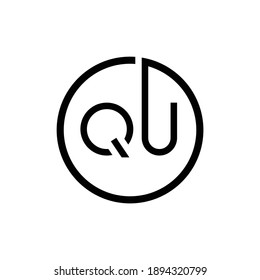 Letra de círculo inicial Plantilla de vectores de diseño de logotipo QU