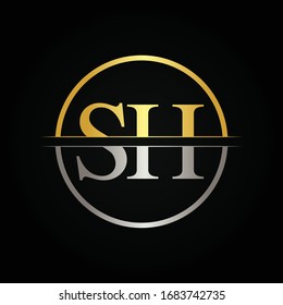 Initial Circle Letter SH Logo Design Vector Template. SH Letter Logo Design