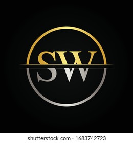 Initial Circle Letter SW Logo Design Vector Template. SW Letter Logo Design