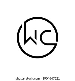 Initial Circle Letter WC Logo Design Abstract Modern Vector Illustration