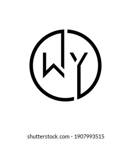 Letra Círculo inicial Diseño de logotipo WY Resumen Ilustración vectorial moderna
