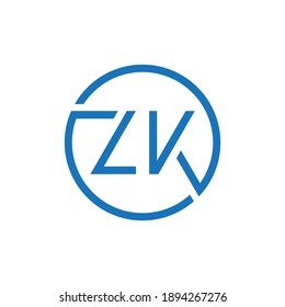 Letra de círculo inicial Plantilla de vector de diseño de logotipo ZK