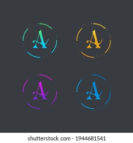 Initial Circle A Logo design with various colors