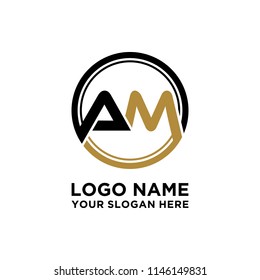 AM initial circle logo template vector