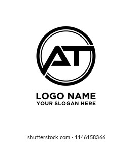 AT initial circle logo template vector