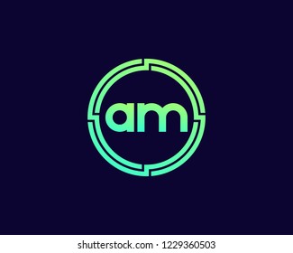 Initial AM Circle Techno Logo Vector