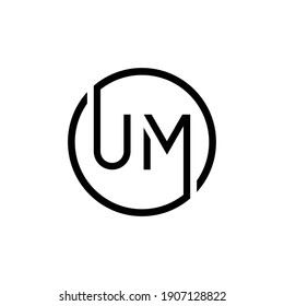 Initial Circle UM letter Logo Design Abstract Modern vector Template