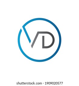 Initial Circle VD letter Logo Design Abstract Modern vector Template