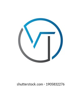 Initial Circle VT letter Logo Design Abstract Modern vector Illustration