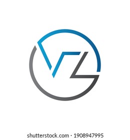 Initial Circle VZ letter Logo Design Abstract Modern vector Template