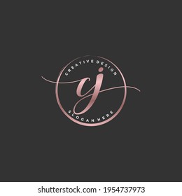 Initial CJ beauty monogram and elegant logo design, handwriting logo of initial signature, wedding, fashion, floral and botanical with creative template.