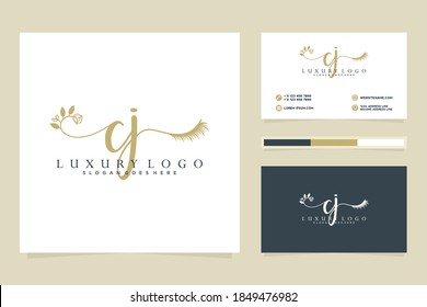 Initial CJ Feminine logo collections and business card template Premium Vector
