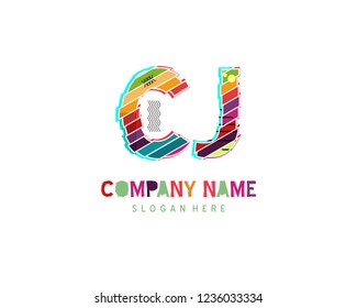 Initial CJ Full color initial logo vector